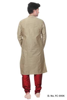 Red Maroon Churidar Dupion Silk Kurta Pajama 2