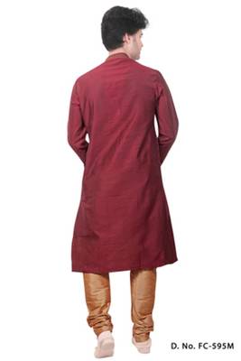Dark Chickoo Churidar Dupion Silk Kurta Pajama 2