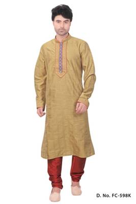 Red Maroon Churidar Dupion Silk Kurta Pajama 1