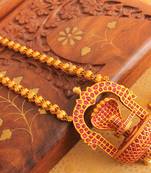 Beautiful Matte Finish Semiprecious Ruby Siva Linga Pendant Necklace Set