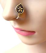 Oxidized Metal Nose Pin  Leaf Shape