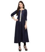 Blue  art silk stitched kurti