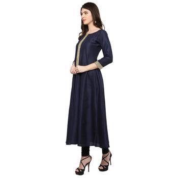 Blue  art silk stitched kurti 2