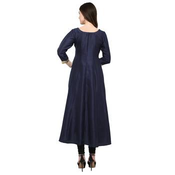 Blue  art silk stitched kurti 3