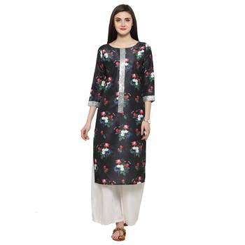 Black  art silk stitched kurti 1