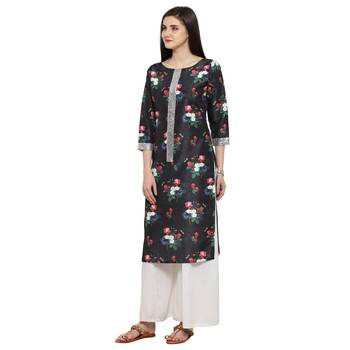 Black  art silk stitched kurti 2