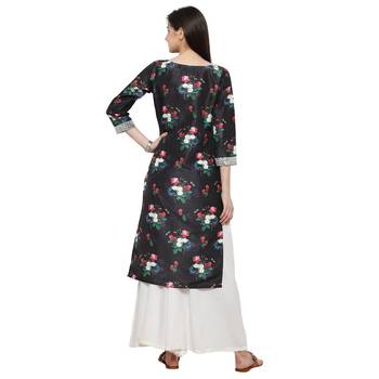 Black  art silk stitched kurti 3