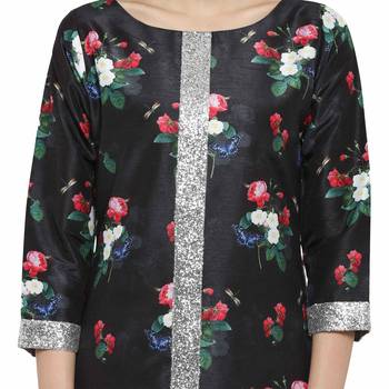 Black  art silk stitched kurti 4