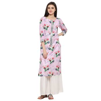 Pink  art silk stitched kurti 1