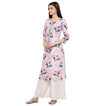 Pink  art silk stitched kurti 2
