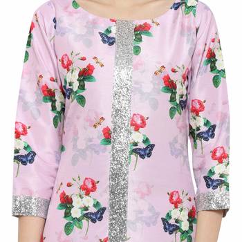 Pink  art silk stitched kurti 4