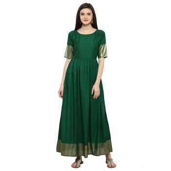 Green  art silk stitched kurti 1