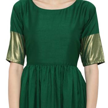 Green  art silk stitched kurti 4