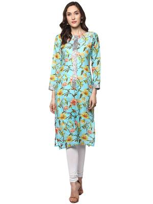 Blue  cotton stitched kurti 1