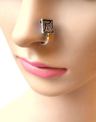 Oxidized Metal Nose Pin  Box Shape 1