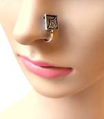 Oxidized Metal Nose Pin  Box Shape