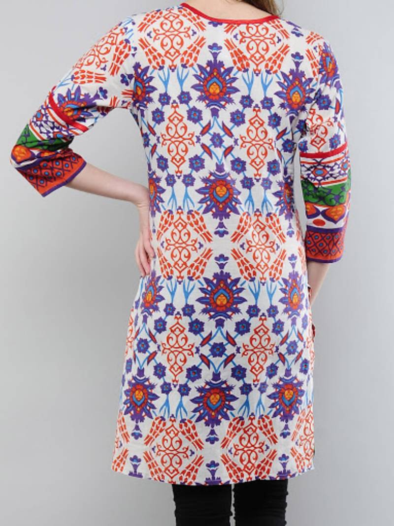 M   Floral Symetric Cotton Tunic