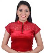 Maroon Cotton Lycra Solid stitched blouse