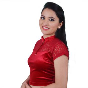 Maroon Cotton Lycra Solid stitched blouse 2