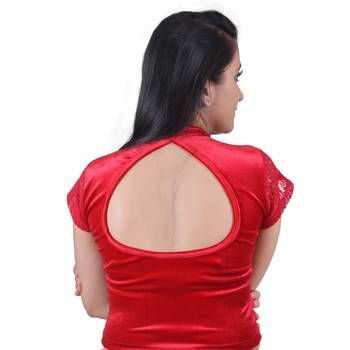 Maroon Cotton Lycra Solid stitched blouse 3
