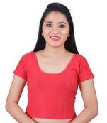 Pink Cotton Lycra Solid stitched blouse