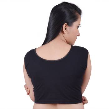 Black Cotton Lycra Solid stitched blouse 3