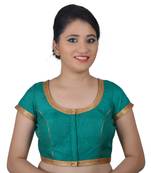 Green Silk Princess Cut Padded Readymade Blouse