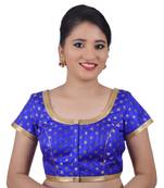 Blue Brocade Jari Butti Polka Dot Padded Readymade Blouse