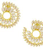 Crystal Leaf Ring Design 18K Gold Plated Crystal Filigree Chandbali Stud Earring For Women