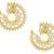 Crystal Leaf Ring Design 18K Gold Plated Crystal Filigree Chandbali Stud Earring For Women
