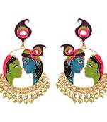 Meenakari Kundan Radha Krishna Bali Brass Jhumki Earring Set 538