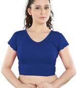 Royal Blue Cotton Lycra Plain Stitched Blouse