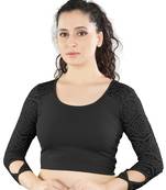 Black Cotton Lycra Plain Stitched Blouse