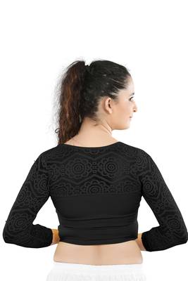 Black Cotton Lycra Plain Stitched Blouse 2