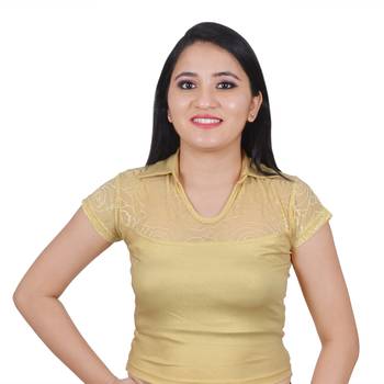 Light Gold Cotton Lycra Plain Stitched Blouse 1