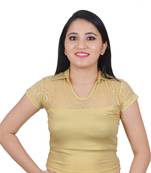 Light Gold Cotton Lycra Plain Stitched Blouse