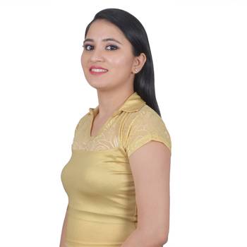 Light Gold Cotton Lycra Plain Stitched Blouse 3