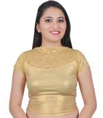 Light Gold Cotton Lycra Plain Stitched Blouse