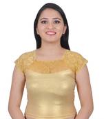 Light Gold Cotton Lycra Plain Stitched Blouse