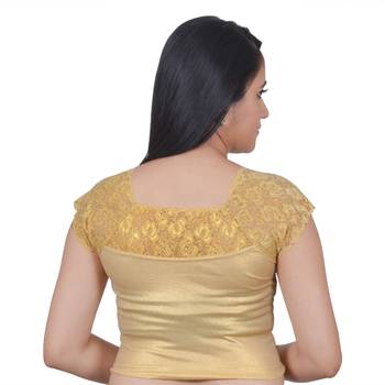 Light Gold Cotton Lycra Plain Stitched Blouse 2