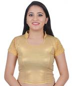 Light Gold Cotton Lycra Plain Stitched Blouse