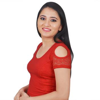 Red Cotton Lycra Plain Stitched Blouse 3