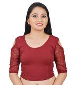 Maroon Cotton Lycra Plain Stitched Blouse