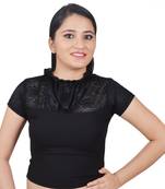 Black Cotton Lycra Plain Stitched Blouse