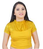 Yellow Cotton Lycra Plain Stitched Blouse