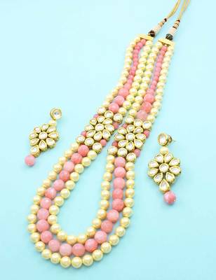 Pink Vilandi Kundan Mala Set Jewellery For Women 1