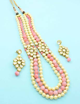 Pink Vilandi Kundan Mala Set Jewellery For Women 2
