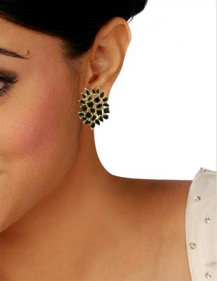 Black CZ AD American Diamond Stud Earrings Jewellery For Women 2