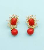 Orange CZ AD American Diamond Dangle and Drop Earrings Jewellery For Women