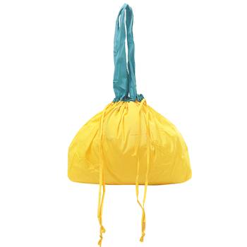Shinny Yellow Solid Patterened Multipurpose Folding Bag 1
